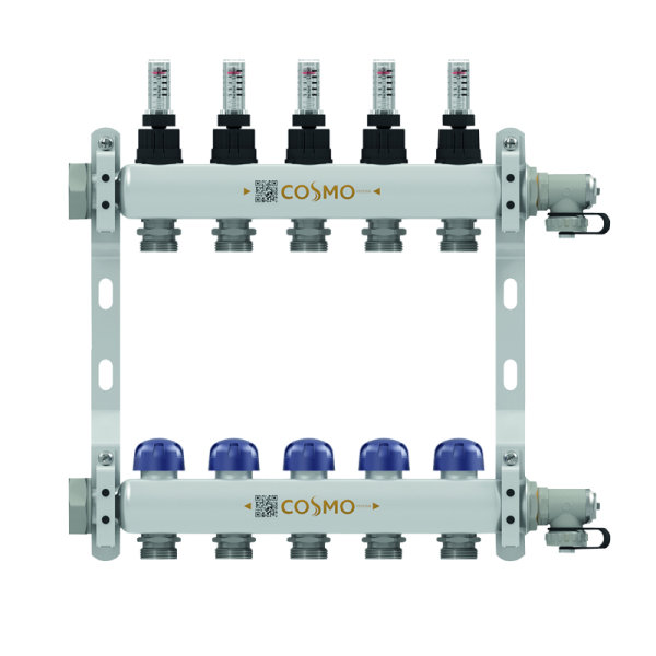 COSMO Edelstahlverteiler mit DMA für 10 Heizkreise CVE10